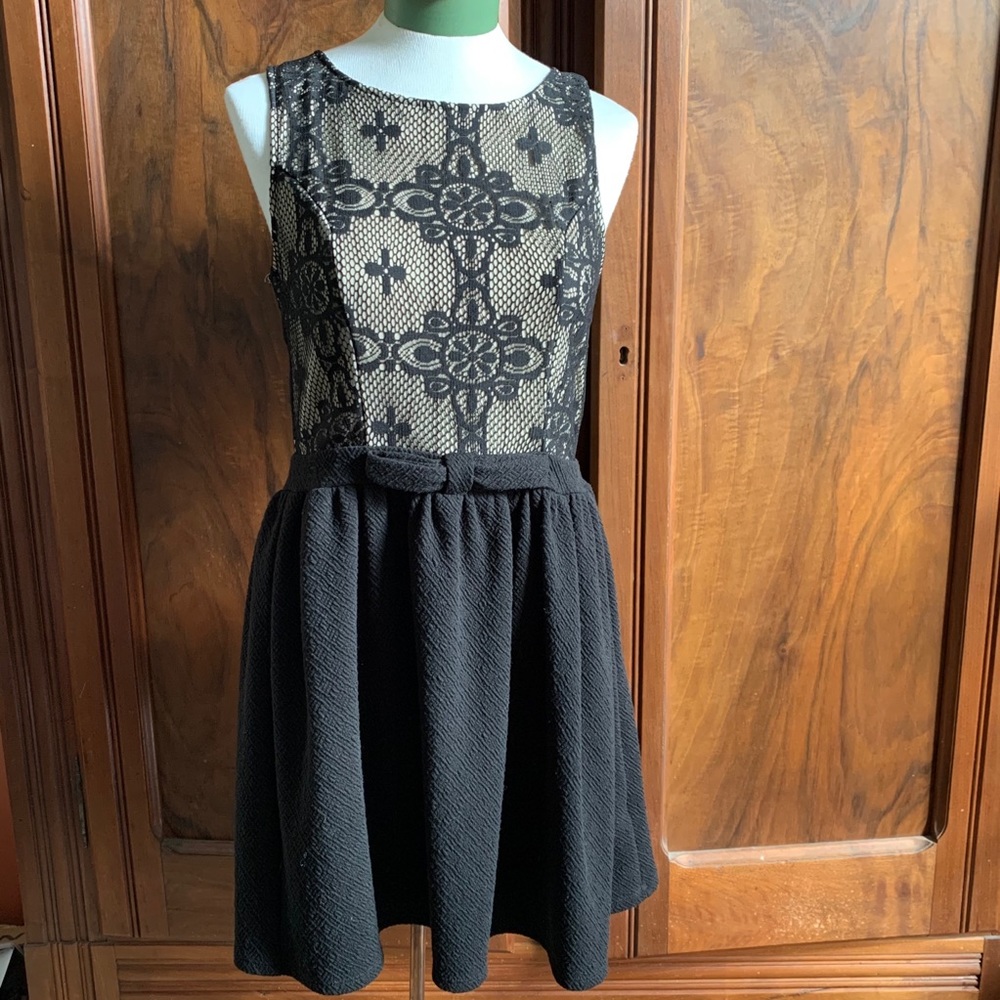 Rewind Black Lace Overlay Dress